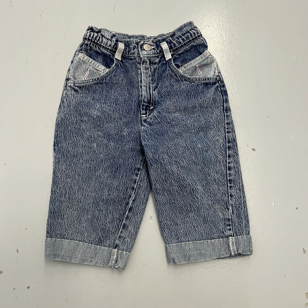 Vintage 80s 90s Levis Jorts Jean Shorts Youth Dark Blue Denim Kids Size 22x10